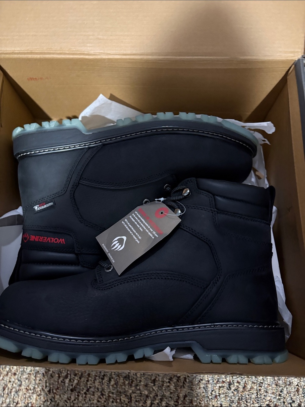 Wolverine Black Work Boots with Light Gray Outsole